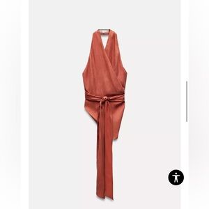 Zara Rust Sleeveless Wrap Top